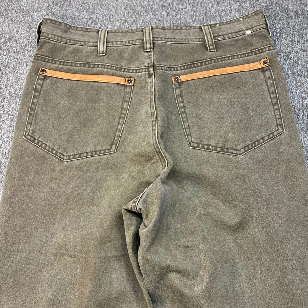 Orvis Sporting Traditions Men Olive Green Canvas Straight Leg Pants Size 32 000